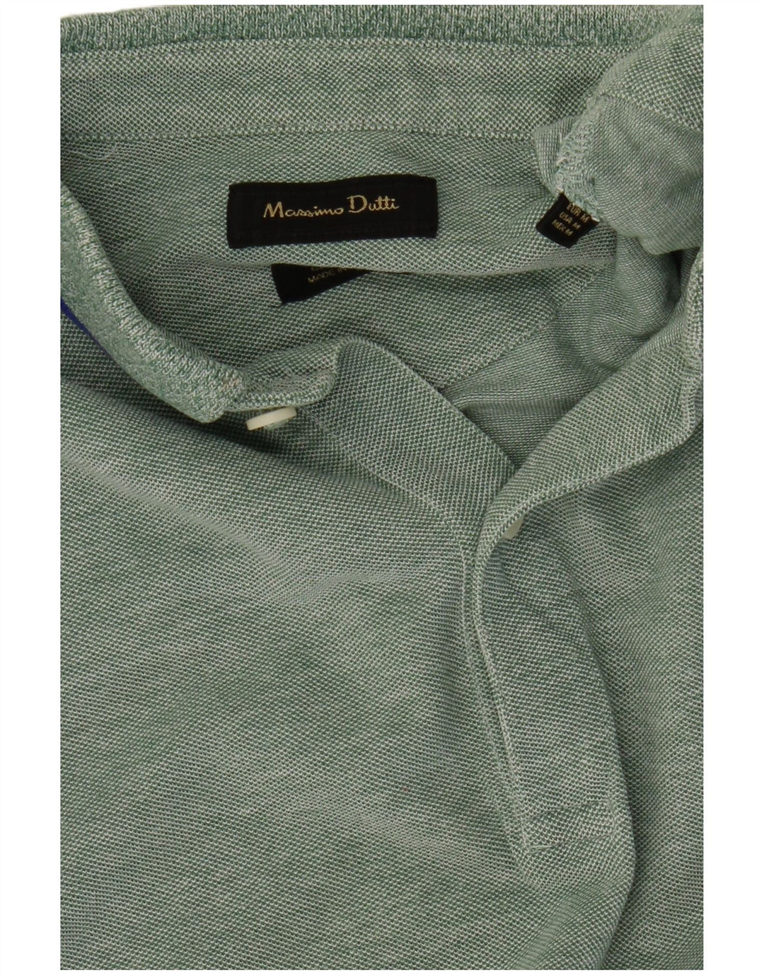 Ανδρικό μπλουζάκι πόλο MASSIMO DUTTI σε μεσαίο πράσινο φλεκ