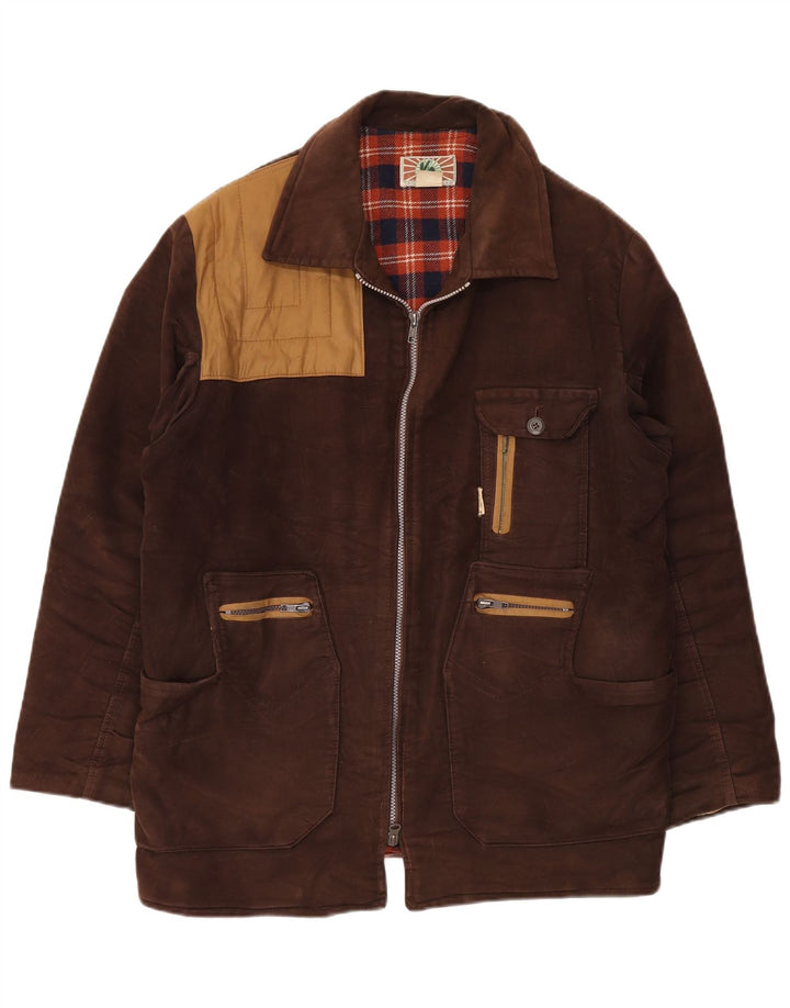 Vintage Ανδρικό Μπουφάν Windbreaker IT 54 2XL Καφέ Βαμβακερό μπλοκ