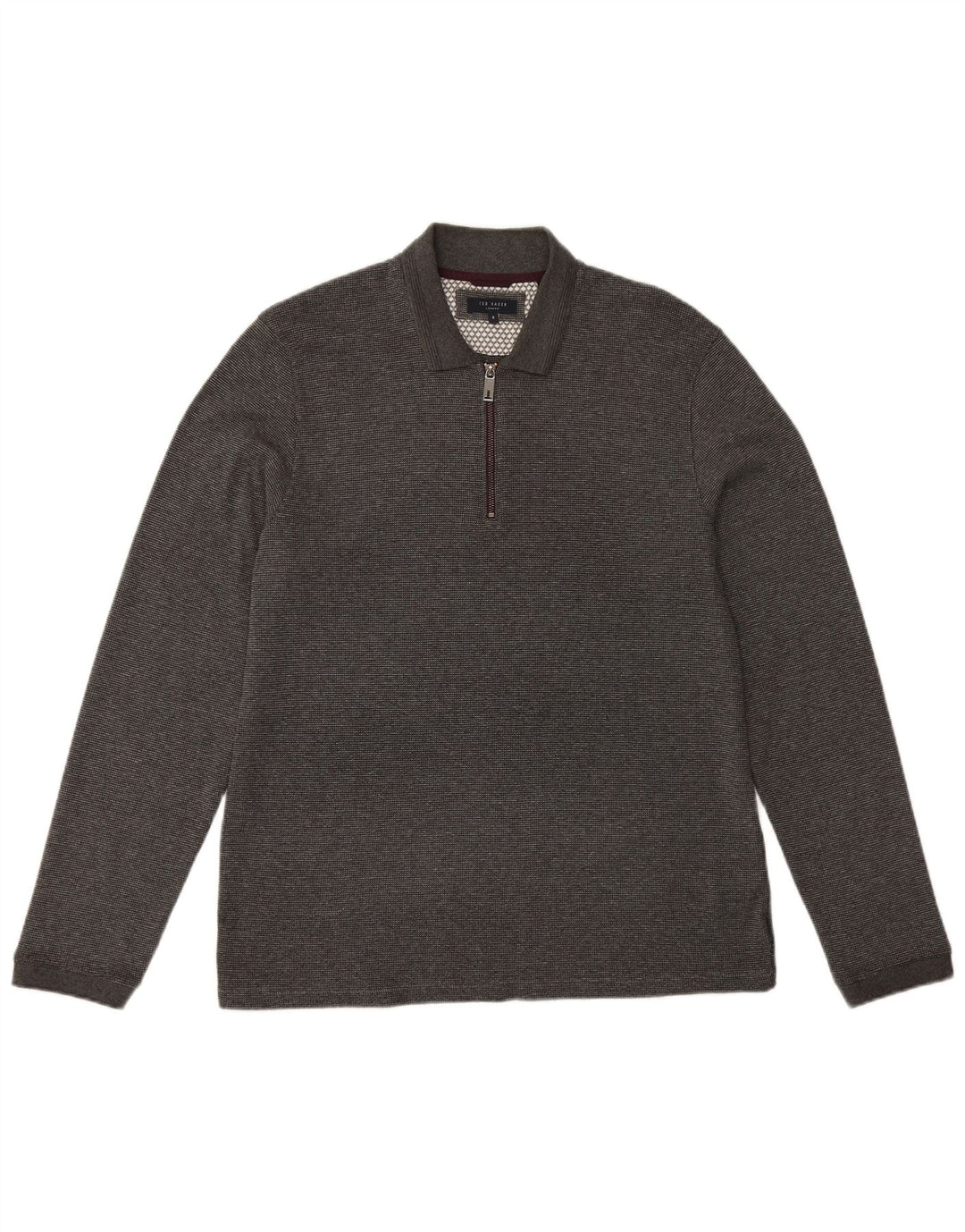 TED BAKER Ανδρικό μπλουζάκι πόλο London μακρυμάνικο νούμερο 5 XL γκρι βαμβακερό