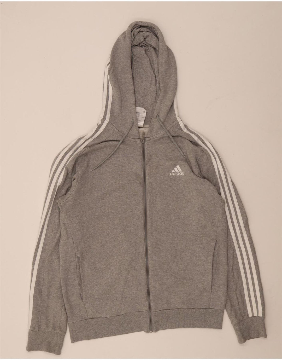 Ανδρικό πουλόβερ με κουκούλα με φερμουάρ Adidas, μεσαίο γκρι βαμβακερό