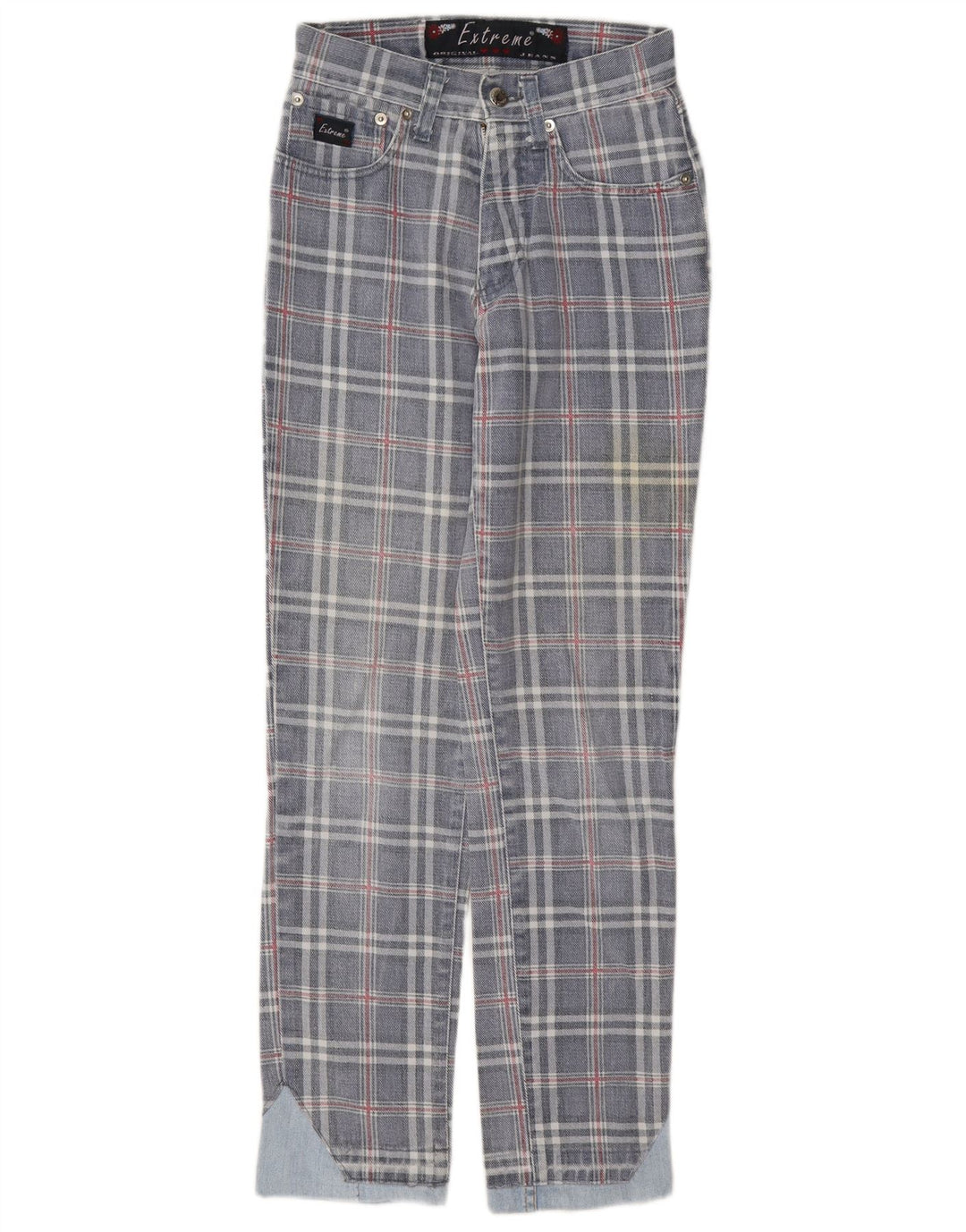 Extreme γυναικείο κωνικό τζιν W26 L29 Blue Check Cotton