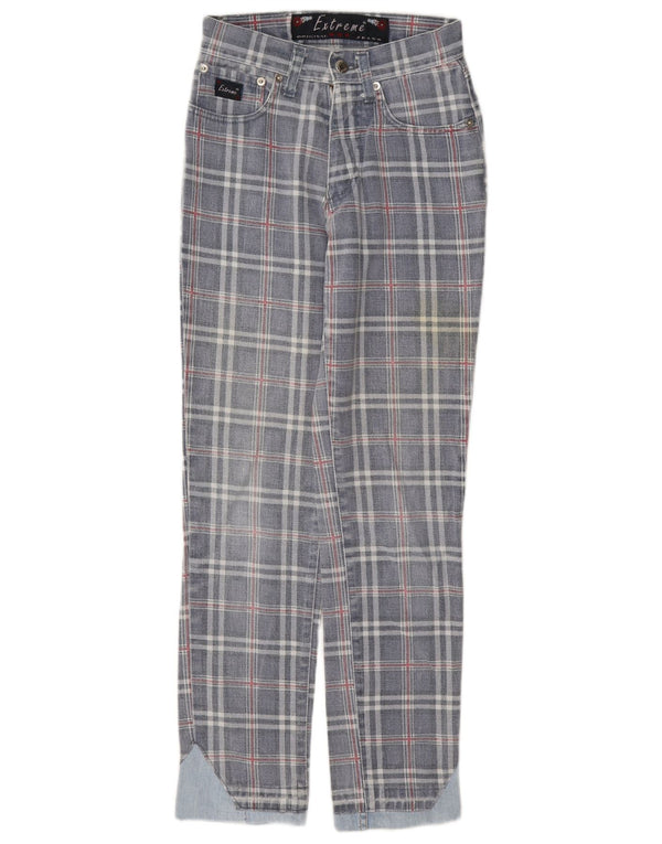 Extreme γυναικείο κωνικό τζιν W26 L29 Blue Check Cotton