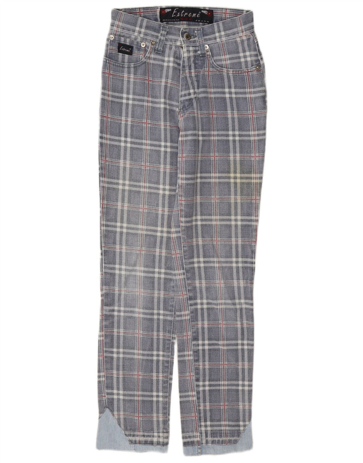 Extreme γυναικείο κωνικό τζιν W26 L29 Blue Check Cotton