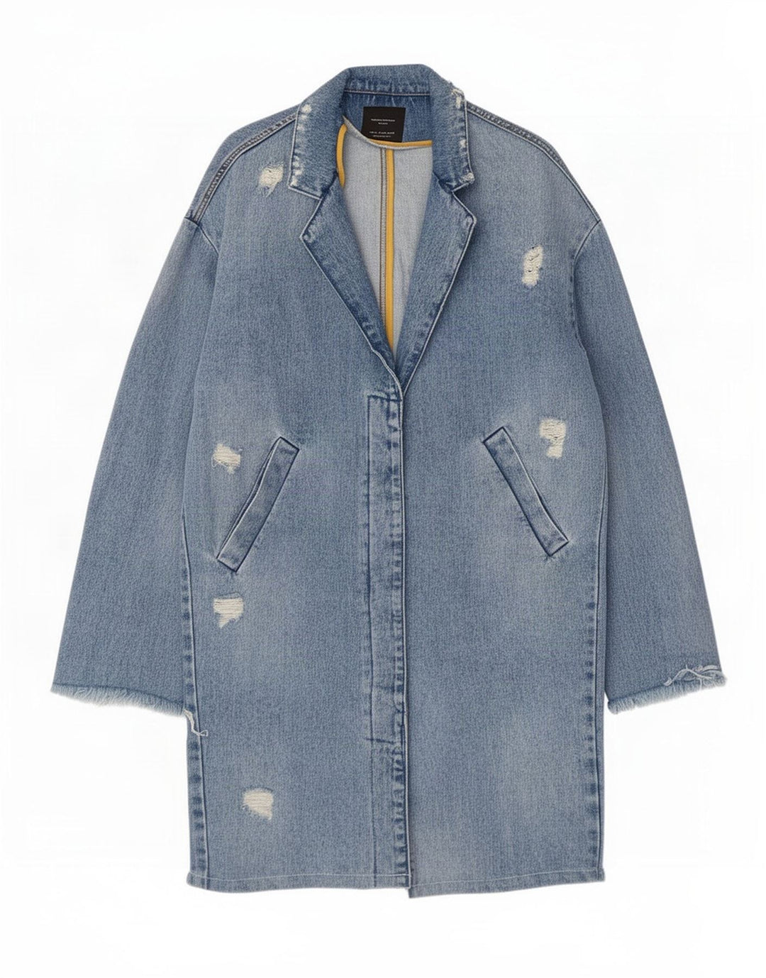 Zara Γυναικείο Trafaluc Distressed Denim Coat UK 14 Medium Blue