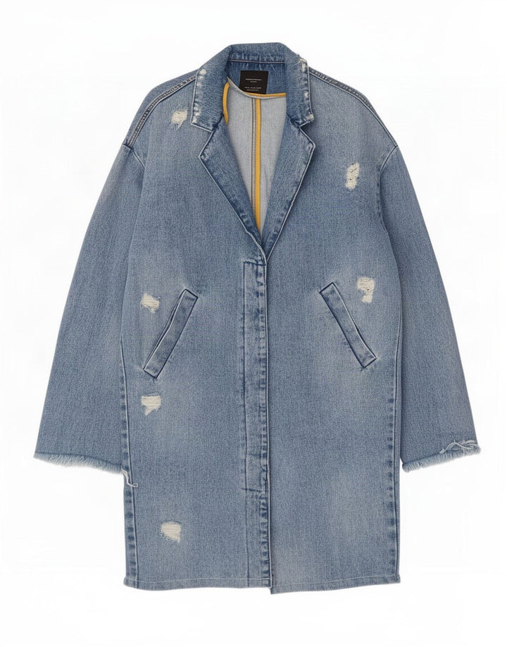 Zara Γυναικείο Trafaluc Distressed Denim Coat UK 14 Medium Blue