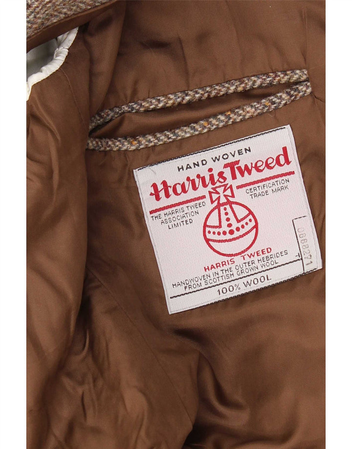 Ανδρικό μπουφάν Harris Tweed 2 Button Blazer UK 42 XL Μαλλί ψαροκόκαλο καφέ