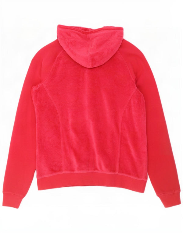 Champion Womens Heritage Fit Velor Zip Hoodie πουλόβερ UK 16 μεγάλο κόκκινο