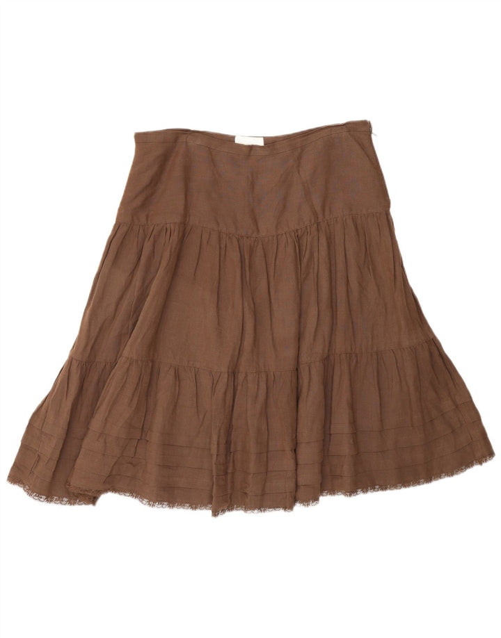 Massimo Dutti Γυναικεία φούστα με κλιμάκωση W30 Μεσαίο καφέ λινό