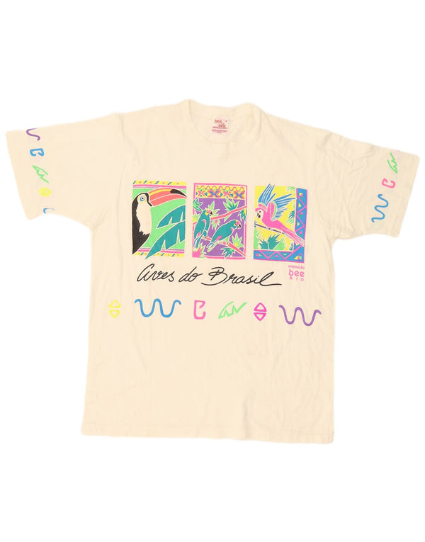 Vintage Γυναικείο γραφικό T-Shirt Top UK 18 XL Λευκό