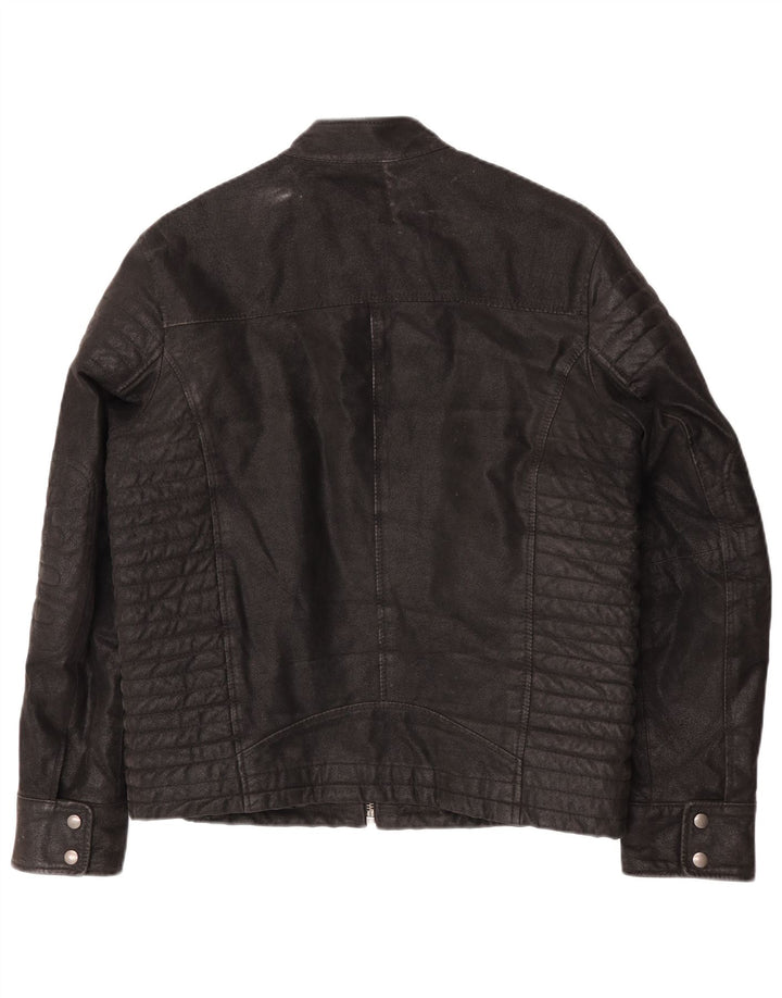 CLOCK HOUSE Ανδρικό Δερμάτινο Biker Jacket UK 40 Large Black Leather