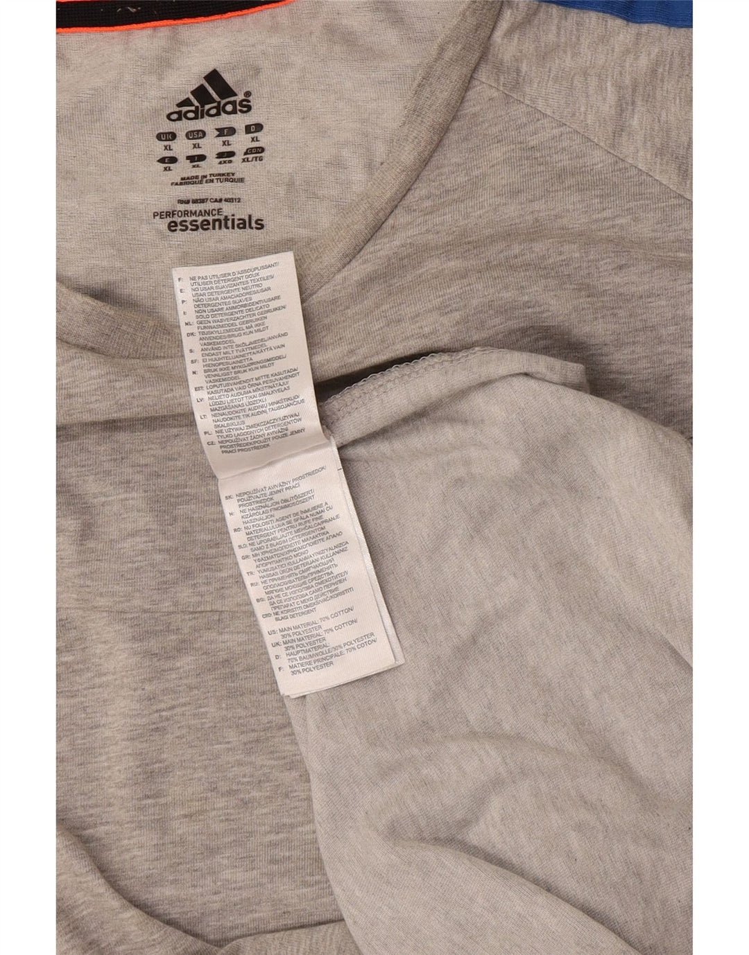 Ανδρικό T-Shirt Climalite Adidas Top XL Γκρι βαμβακερό