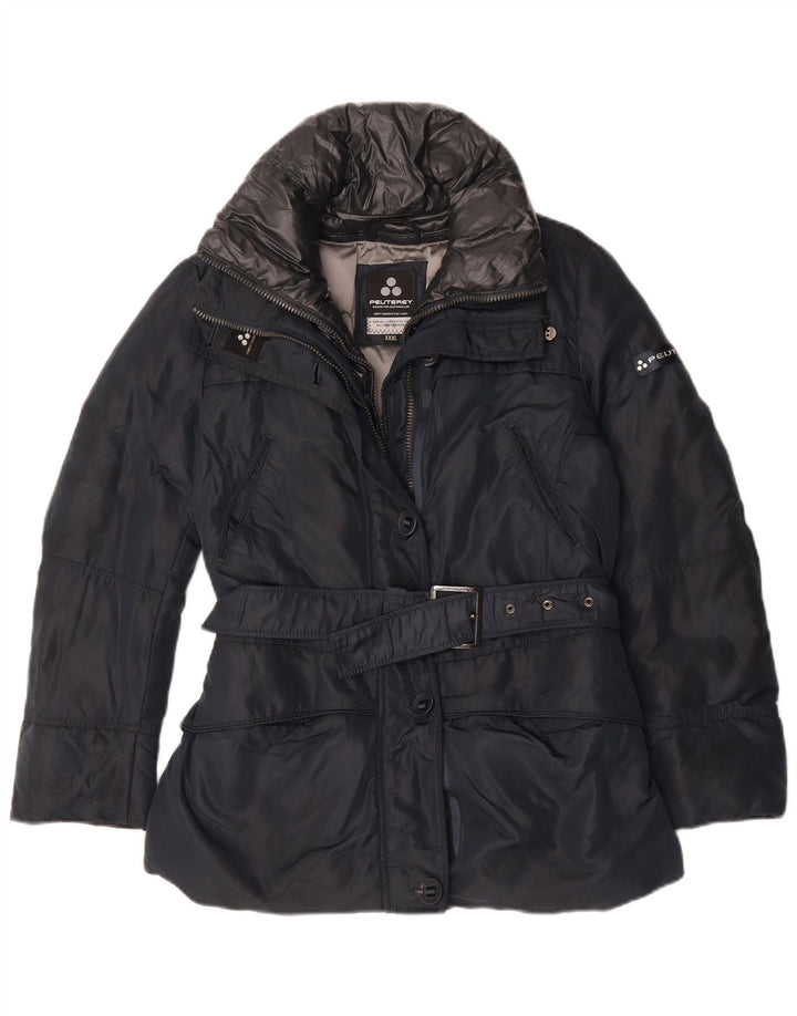 PEUTEREY Γυναικείο μπουφάν UK 22 3XL Navy Blue Πολυαιθυλένιο
