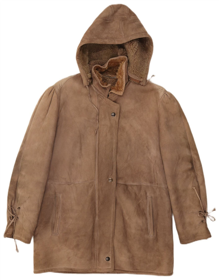 SHEARLING Γυναικείο Παλτό Shearling με κουκούλα IT 48 XL Καφέ