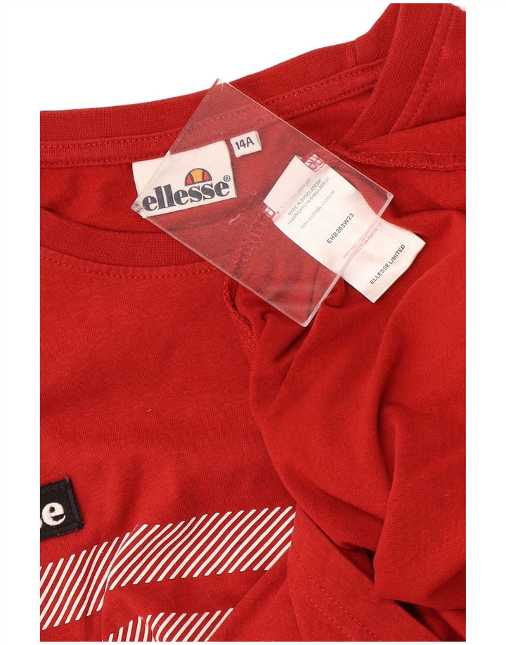 Ellesse Boys Top Μακρυμάνικο 13-14 ετών Κόκκινο ριγέ βαμβακερό