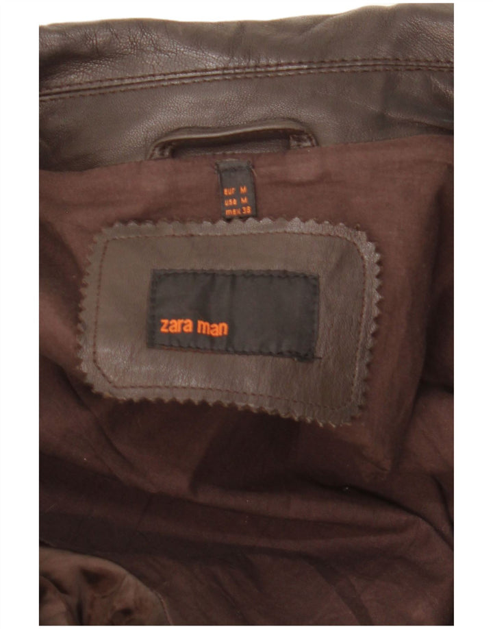 Zara Ανδρικό Δερμάτινο Μπουφάν UK 38 Δερμάτινο Μεσαίο Καφέ