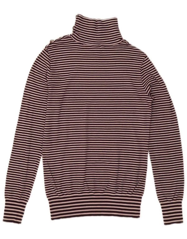 Massimo Dutti γυναικείο πουλόβερ με κουμπιά λαιμόκοψη UK 12 μεσαία μωβ ριγέ