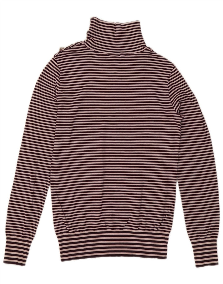 Massimo Dutti γυναικείο πουλόβερ με κουμπιά λαιμόκοψη UK 12 μεσαία μωβ ριγέ