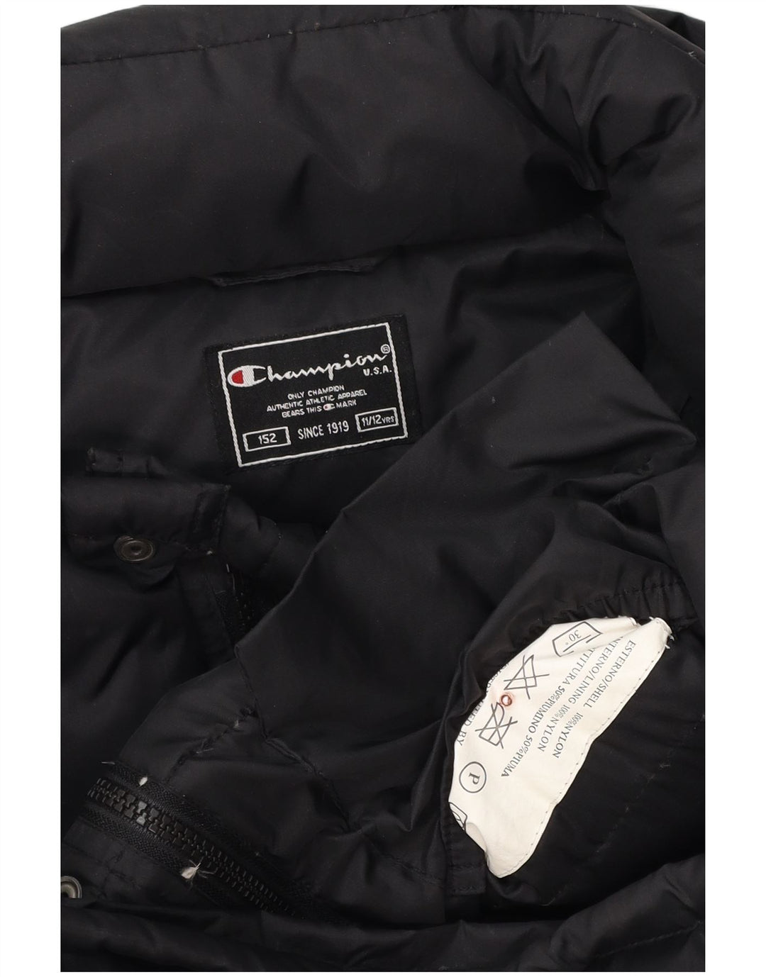 CHAMPION Μπουφάν με κουκούλα για αγόρια με επένδυση 11-12 ετών μαύρο πολυεστέρα