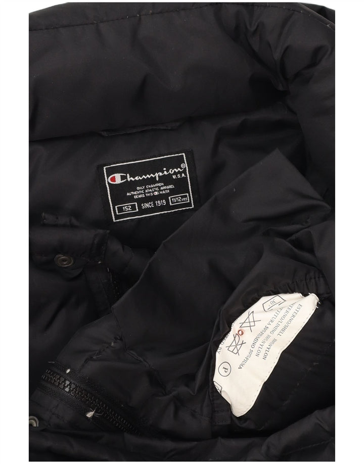CHAMPION Μπουφάν με κουκούλα για αγόρια με επένδυση 11-12 ετών μαύρο πολυεστέρα