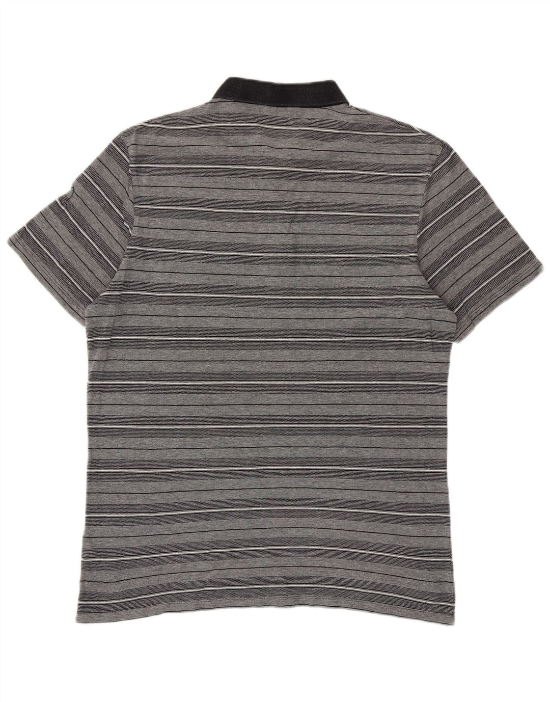 MARKS & SPENCER Mens Autograph Slim Fit Polo Shirt Large Grey Striped