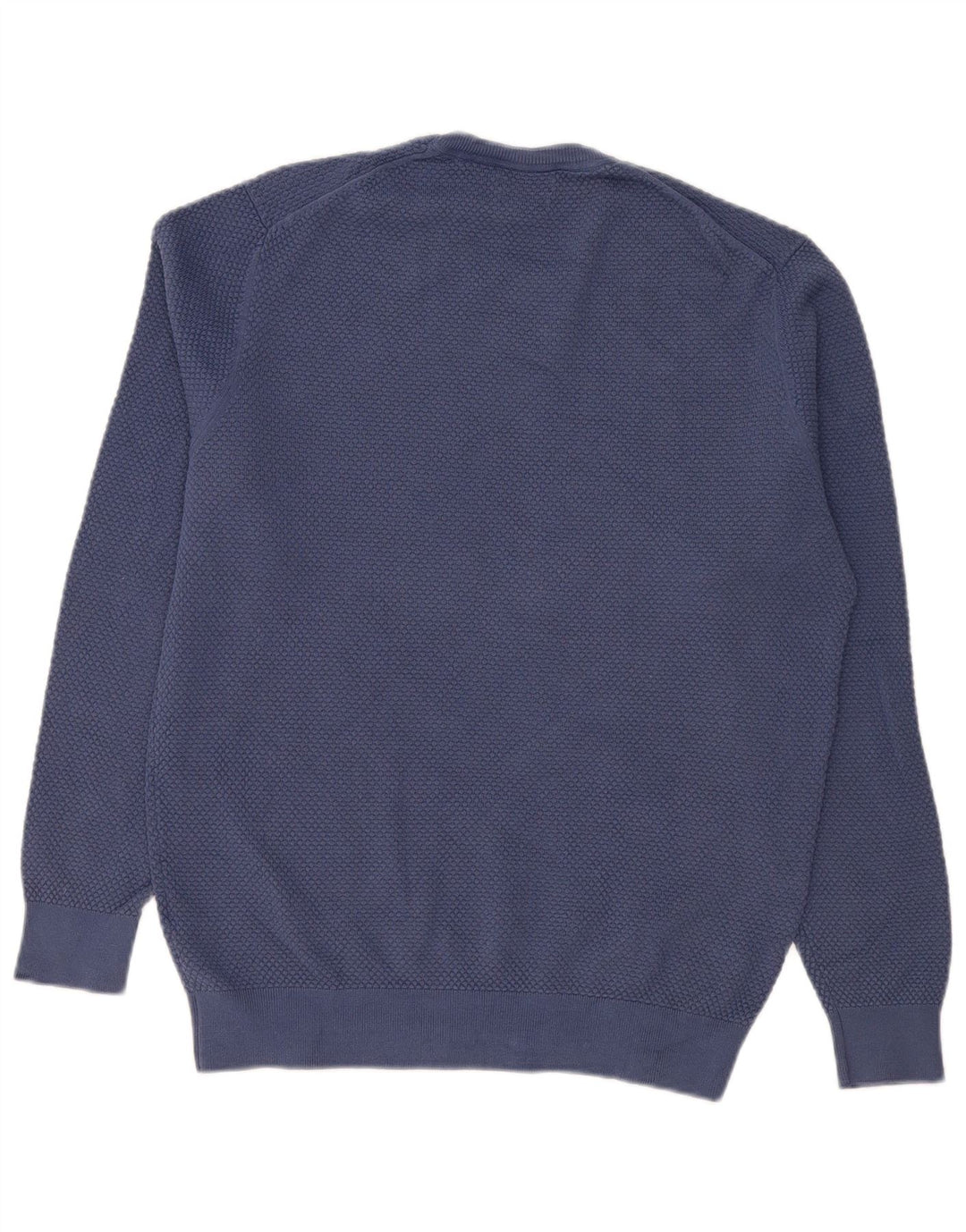Massimo Dutti Ανδρικό πουλόβερ με λαιμόκοψη, μεγάλο μπλε βαμβακερό