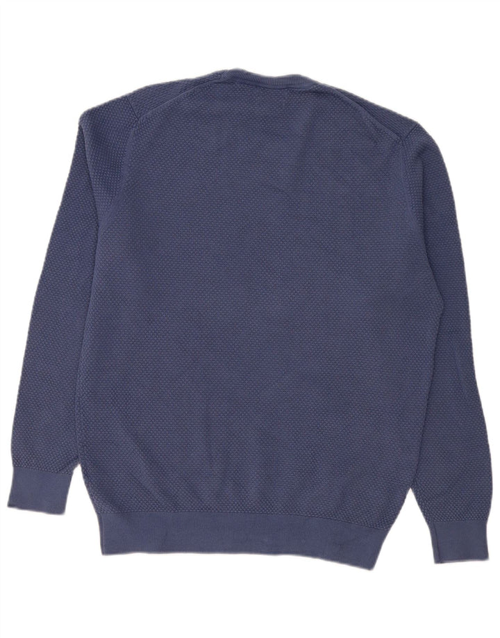 Massimo Dutti Ανδρικό πουλόβερ με λαιμόκοψη, μεγάλο μπλε βαμβακερό