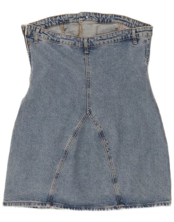 Zara Γυναικείο Τζιν Μίνι Στράπλες Φόρεμα UK 18 XL Μπλε βαμβακερό