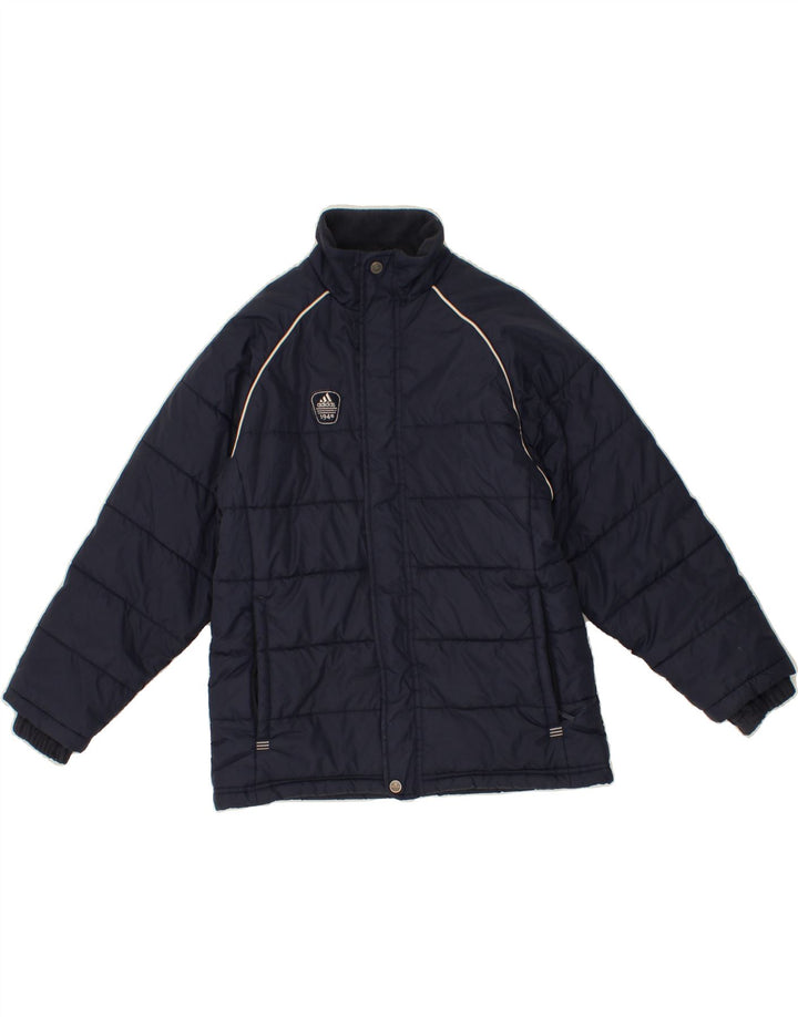 ADIDAS Boys Padded Jacket 11-12 Years Large Navy Blue Polyamide Vintage Adidas and Second-Hand Adidas from Messina Hembry 
