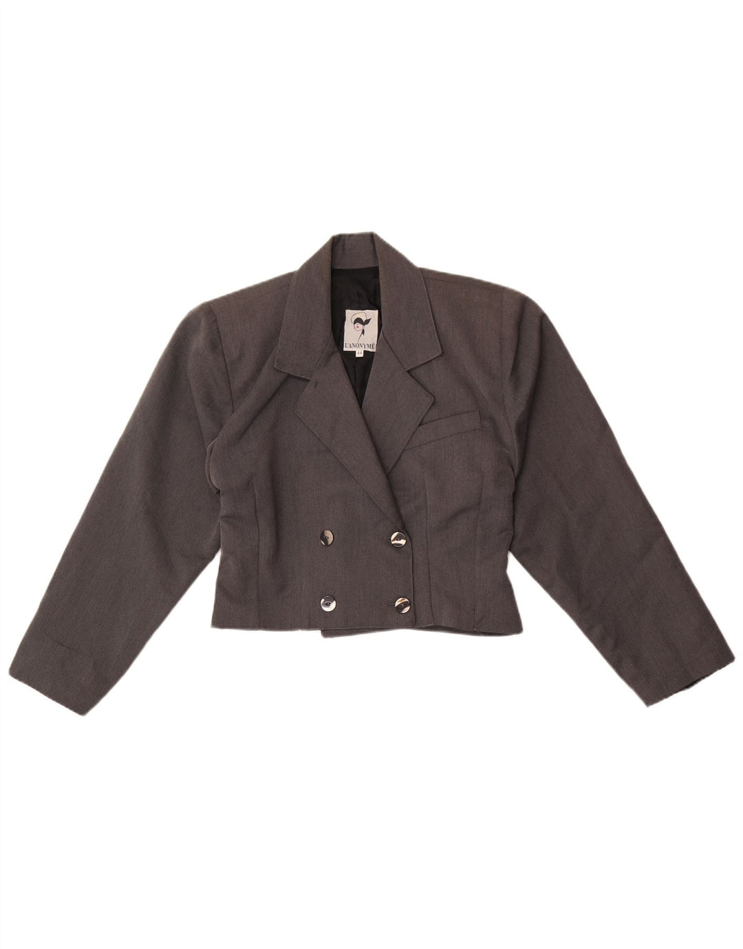 Vintage Γυναικείο Crop Διπλό Μπουφάν Blazer IT 44 Medium Grey