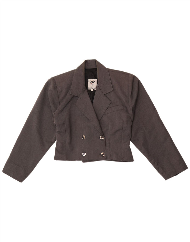 Vintage Γυναικείο Crop Διπλό Μπουφάν Blazer IT 44 Medium Grey