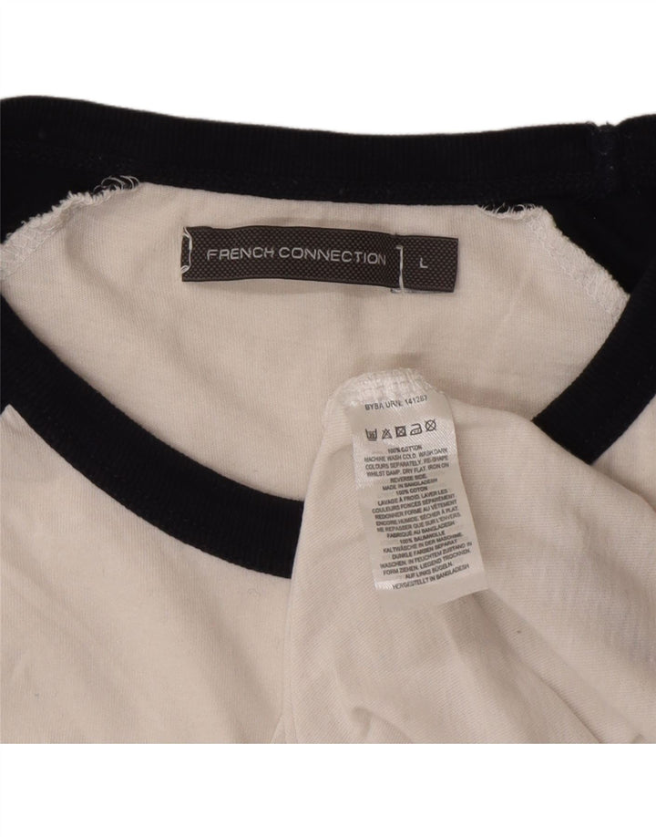 Γυναικείο T-Shirt French Connection Top Large White Colourblock Βαμβακερό