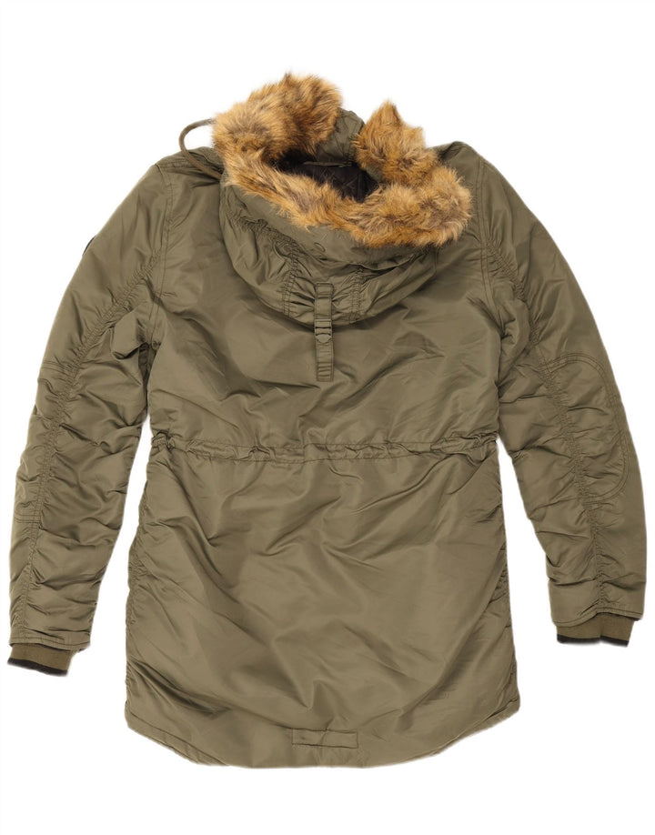 Superdry γυναικείο μπουφάν Parka με κουκούλα UK 12 Medium Khaki Nylon