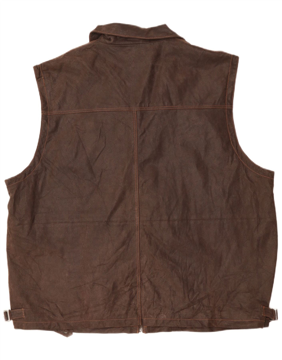 Vintage Ανδρικό Μοντέρνο Δερμάτινο Gilet One Size Καφέ Δέρμα