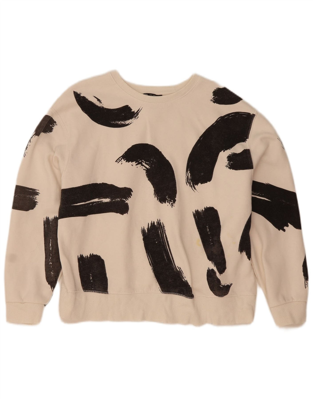 Zara Γυναικεία φούτερ Crop Jumper UK 14 Medium White Colourblock