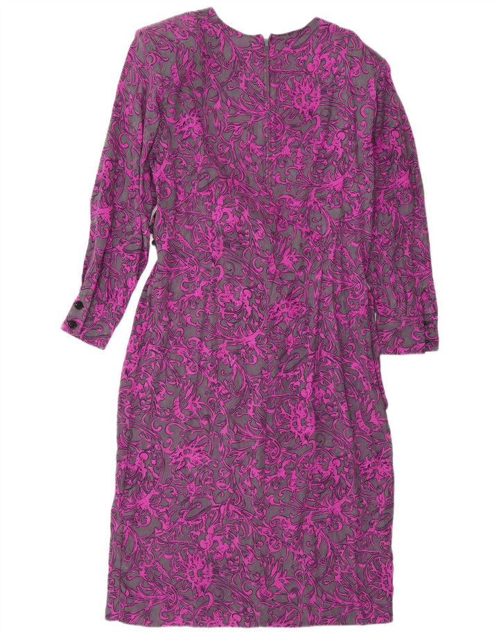 DONNA ENRICA Γυναικείο μακρυμάνικο φόρεμα Shift UK 16 Large Purple Paisley