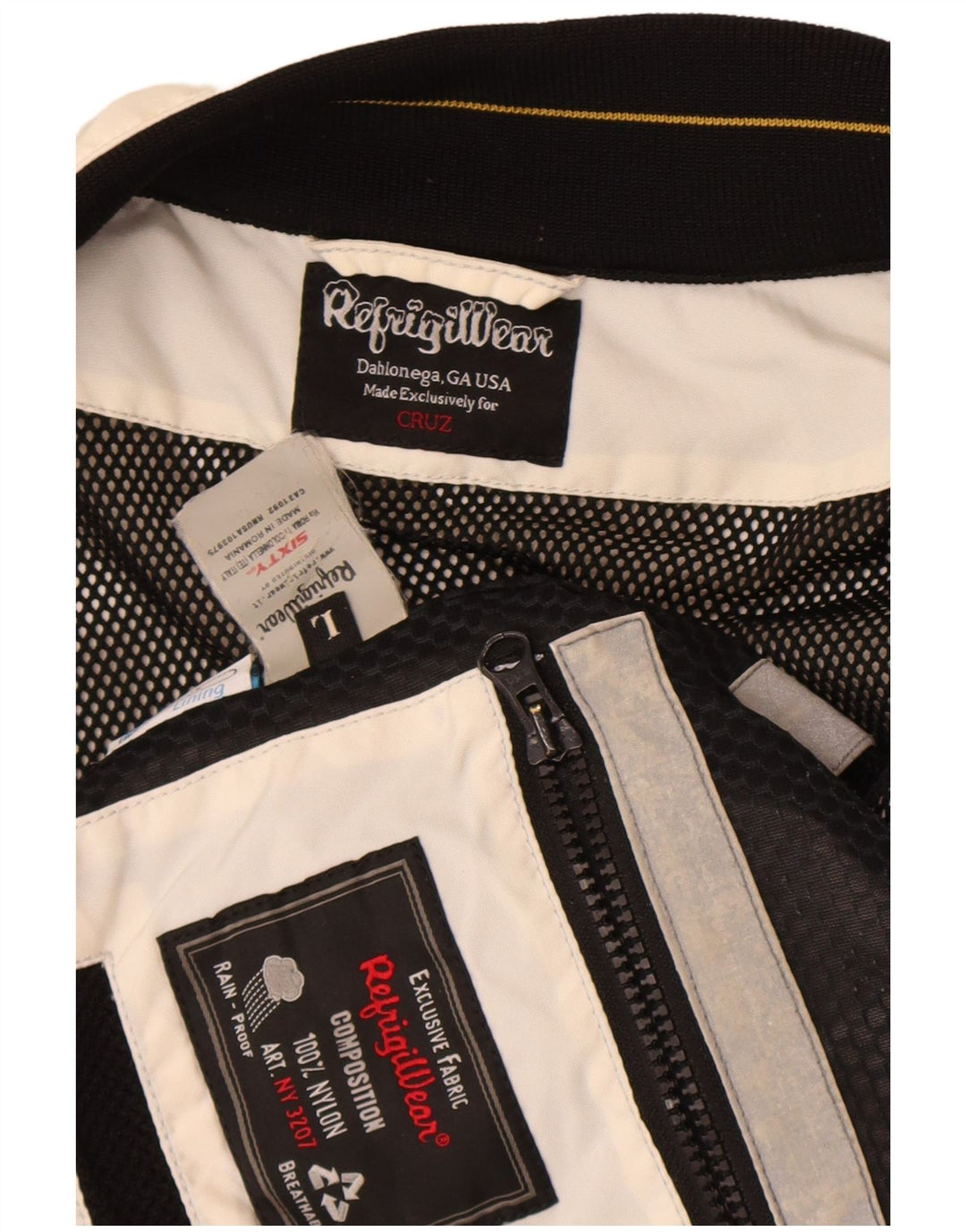 Refrigiwear Ανδρικό μπουφάν βροχής UK 40 Large Off White Colorblock Nylon