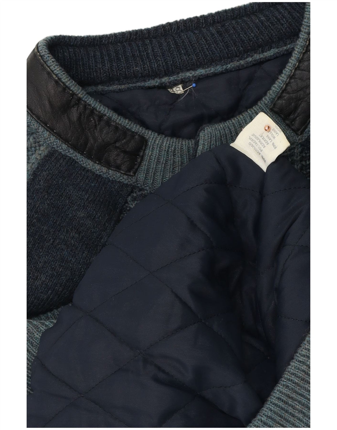 Vintage Ανδρικό πλεκτό μπουφάν Bomber IT 48 Medium Navy Blue ριγέ ακρυλικό