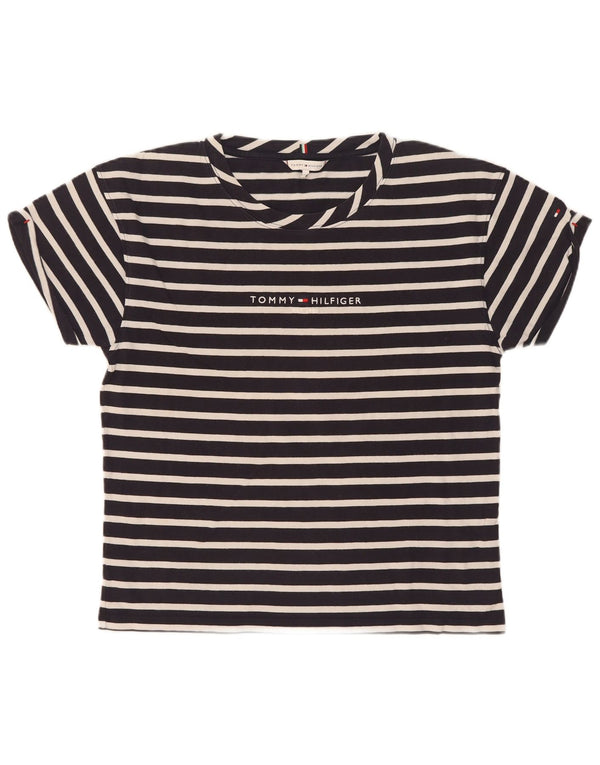 Tommy Hilfiger Γυναικείο T-Shirt Top UK 14 Medium Navy Blue ριγέ