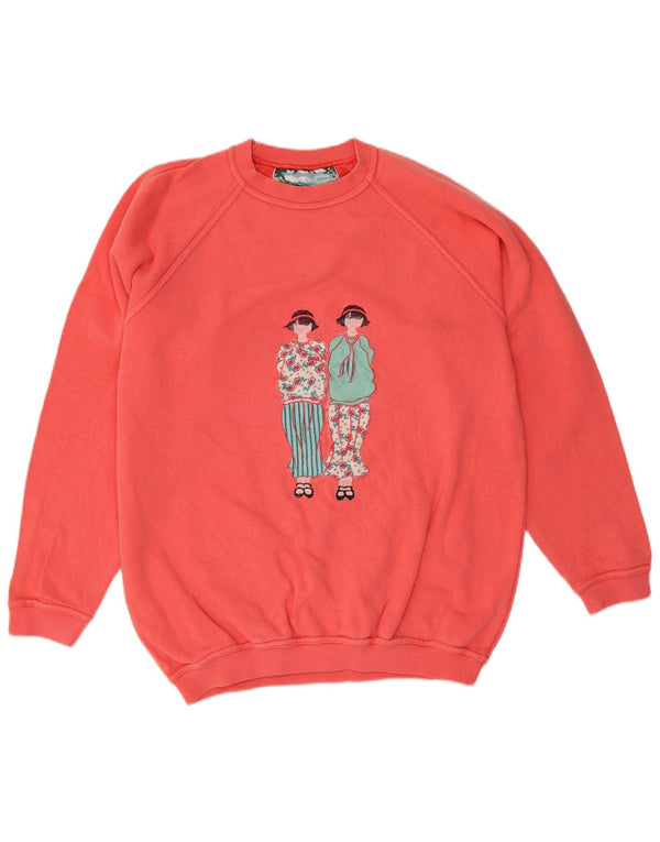 Naj Oleari Γυναικεία γραφική φούτερ Jumper UK 12 Ρετρό μεσαίου ροζ βαμβακιού