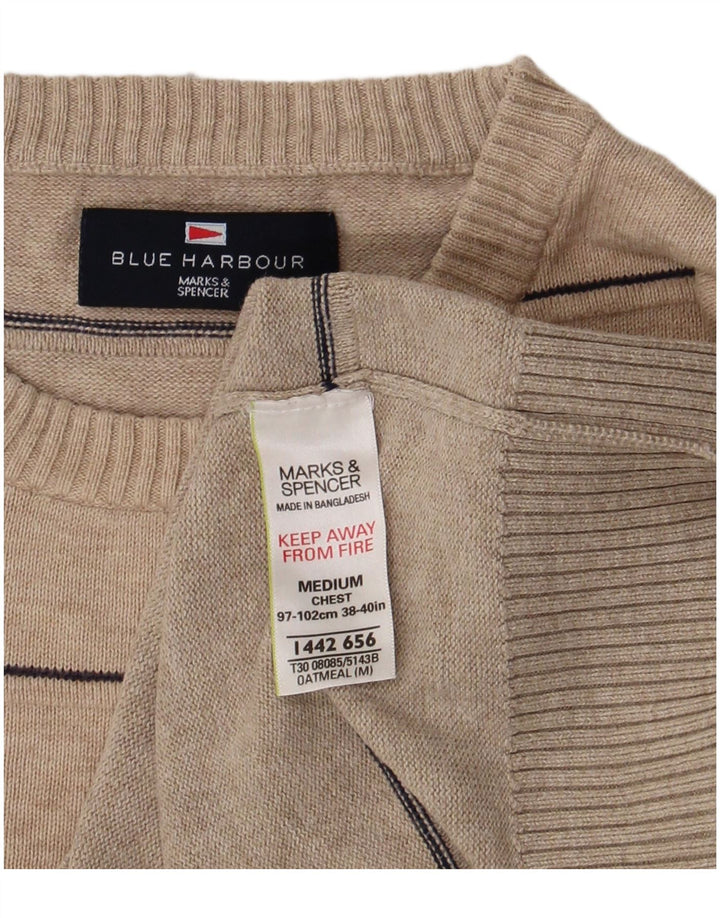 Ανδρικό πουλόβερ Marks & Spencer Blue Harbor Crew Neck Jumper Medium Beige