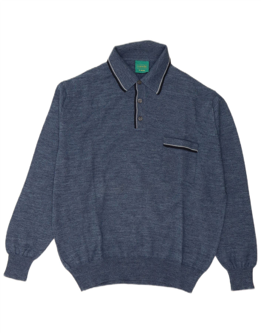 Ανδρικό πουλόβερ Canda Polo Neck Jumper IT 48/50 Μεσαίο Μπλε Παρθένο Μαλλί