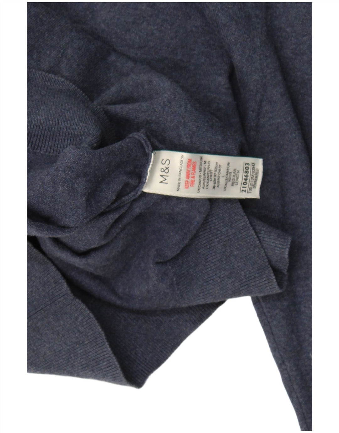 Marks & Spencer Ανδρικό πουλόβερ με λαιμό polo, μεσαίο μπλε βαμβακερό