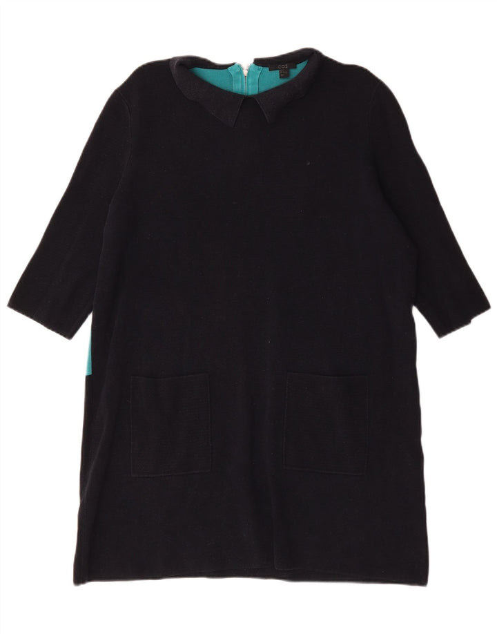 Cos Γυναικείο φόρεμα Shift UK 16 Large Black Colourblock Βαμβακερό