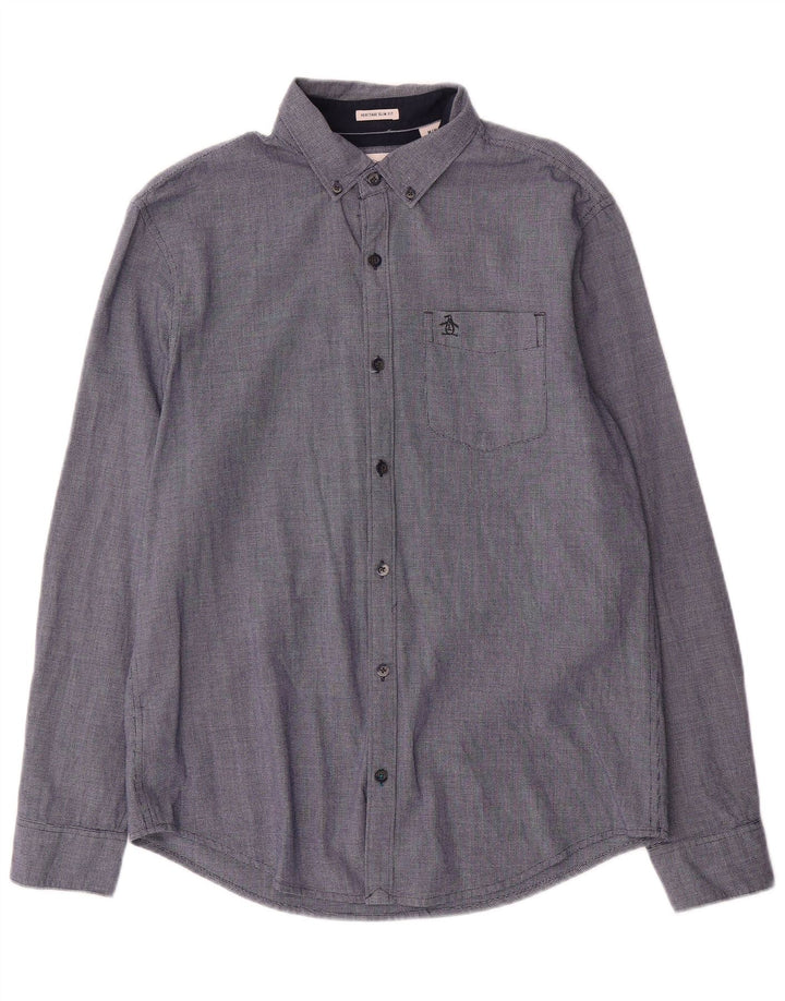 Ανδρικό πουκάμισο Penguin Heritage Slim Fit, μεσαίο μπλε βαμβακερό
