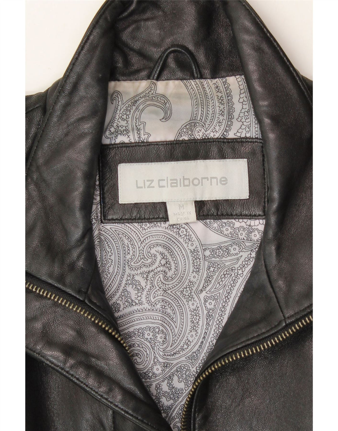 LIZ CLAIBORNE Womens Leather Jacket UK 14 Medium Black Leather Vintage Liz Claiborne and Second-Hand Liz Claiborne from Messina Hembry 