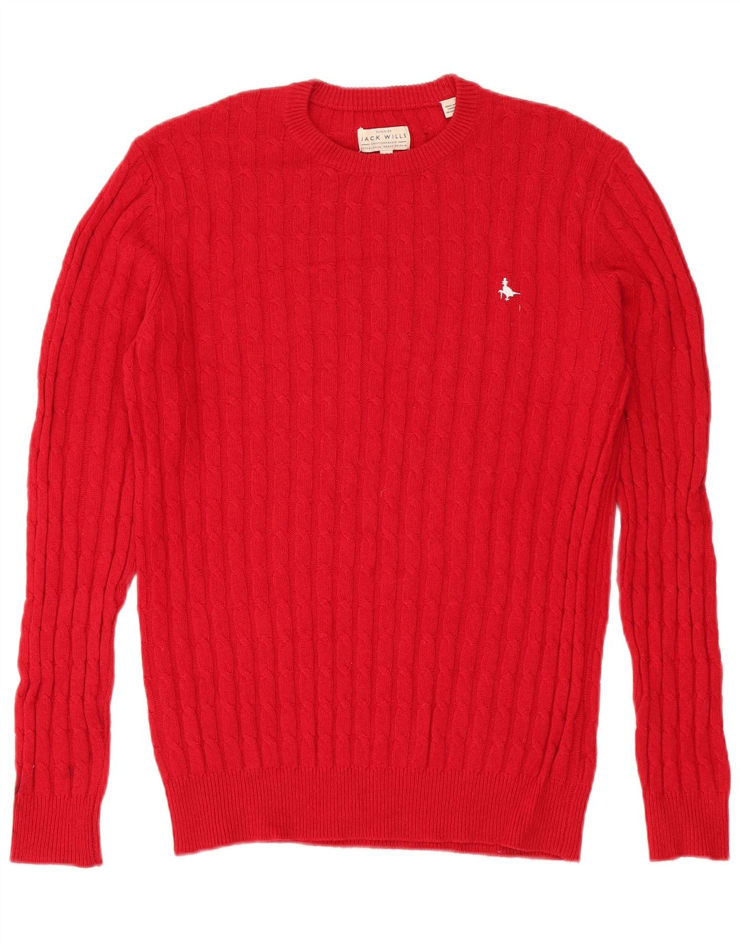 Jack Wills Ανδρικό πουλόβερ με λαιμόκοψη, μικρό κόκκινο μαλλί