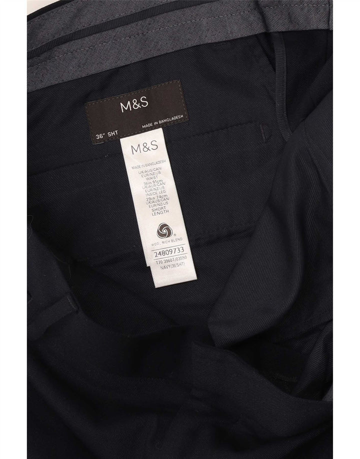Ανδρικό ίσιο παντελόνι Chino Marks & Spencer W36 L29 Navy Blue Wool