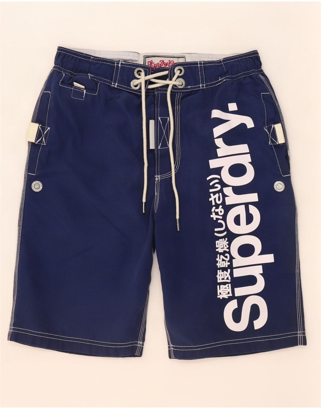 Ανδρικό γραφικό σορτς κολύμβησης Superdry με μεσαίο μπλε ναυτικό πολυεστέρα