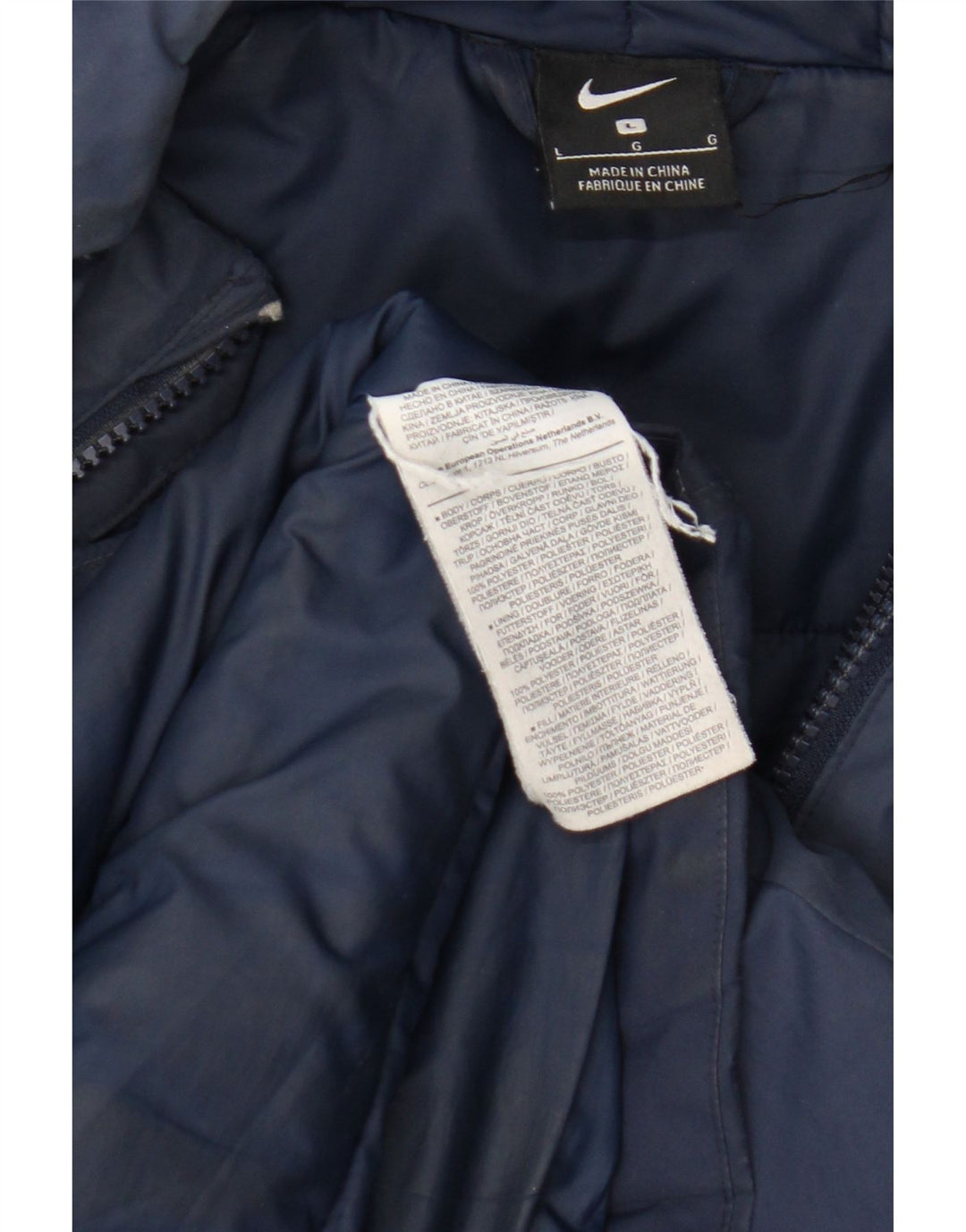 Ανδρικό μπουφάν Nike με κουκούλα UK 40 Large Navy Blue Polyester