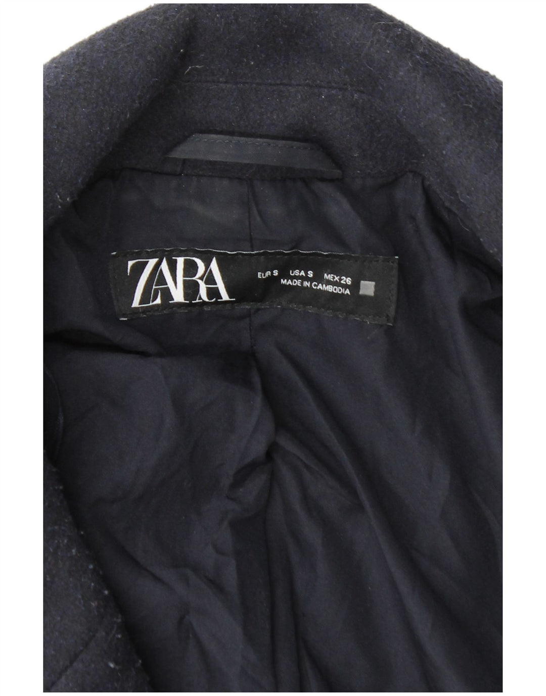 Zara Ανδρικό παλτό με διπλό στήθος UK 36 Small Navy Blue Polyester
